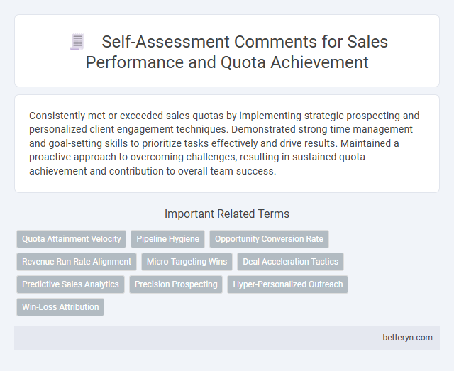 Self-Assessment Comments for Sales Performance and Quota Achievement