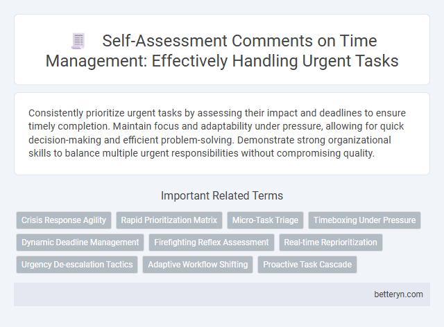 Self-Assessment Comments on Time Management: Effectively Handling Urgent Tasks