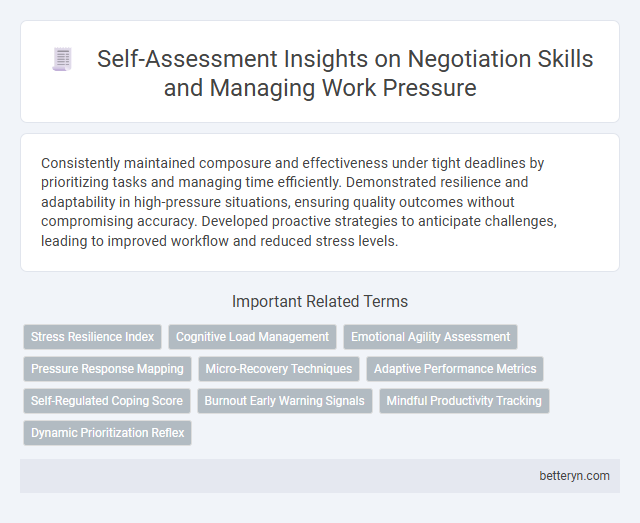 Self-Assessment Insights on Negotiation Skills and Managing Work Pressure
