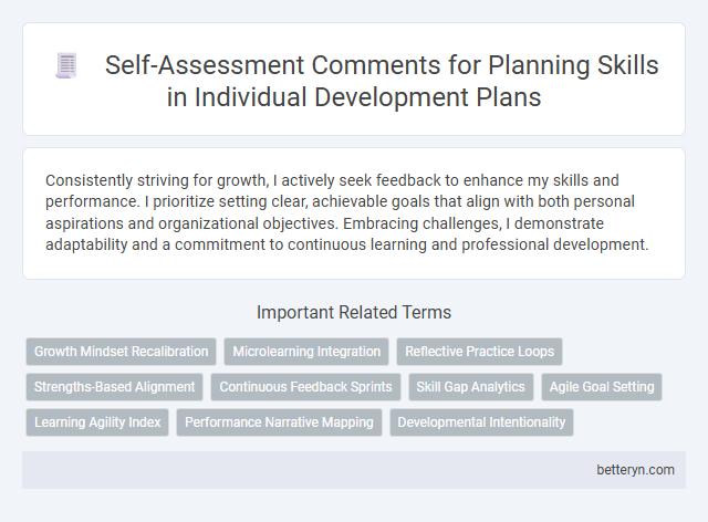 Self-Assessment Comments for Planning Skills in Individual Development Plans