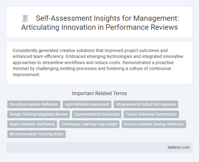 Self-Assessment Insights for Management: Articulating Innovation in Performance Reviews