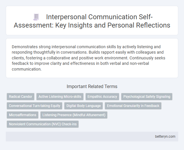 Interpersonal Communication Self-Assessment: Key Insights and Personal Reflections