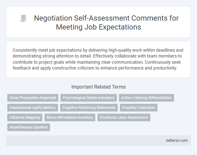 Negotiation Self-Assessment Comments for Meeting Job Expectations