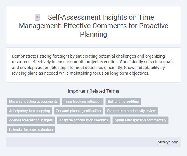 Self-Assessment Insights on Time Management: Effective Comments for Proactive Planning