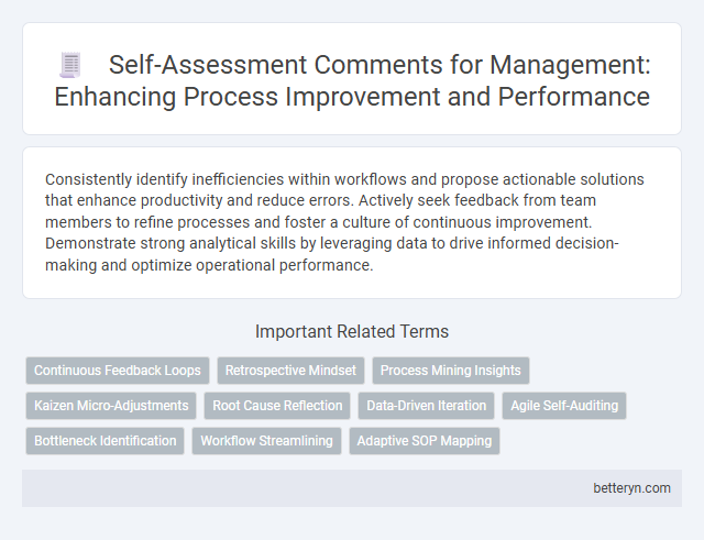 Self-Assessment Comments for Management: Enhancing Process Improvement and Performance
