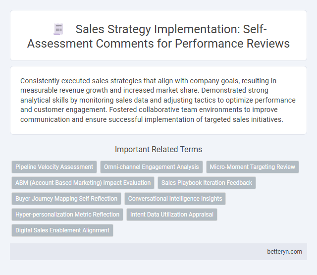 Sales Strategy Implementation: Self-Assessment Comments for Performance Reviews