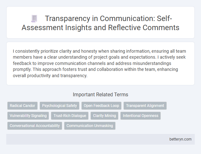 Transparency in Communication: Self-Assessment Insights and Reflective Comments