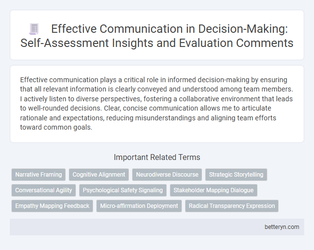 Effective Communication in Decision-Making: Self-Assessment Insights and Evaluation Comments