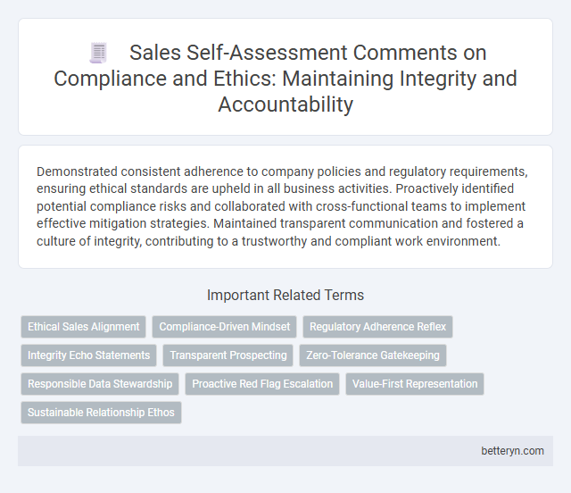 Sales Self-Assessment Comments on Compliance and Ethics: Maintaining Integrity and Accountability
