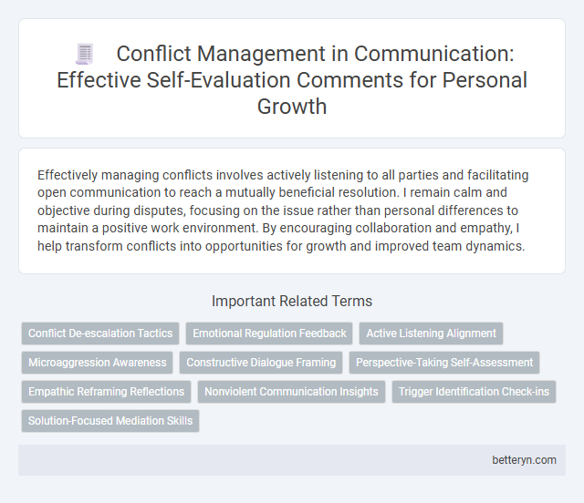 Conflict Management in Communication: Effective Self-Evaluation Comments for Personal Growth