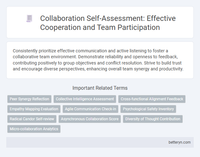 Collaboration Self-Assessment: Effective Cooperation and Team Participation