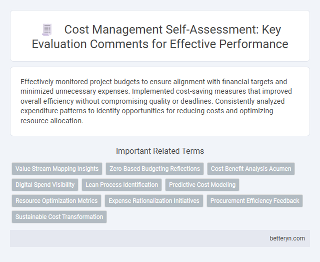 Cost Management Self-Assessment: Key Evaluation Comments for Effective Performance