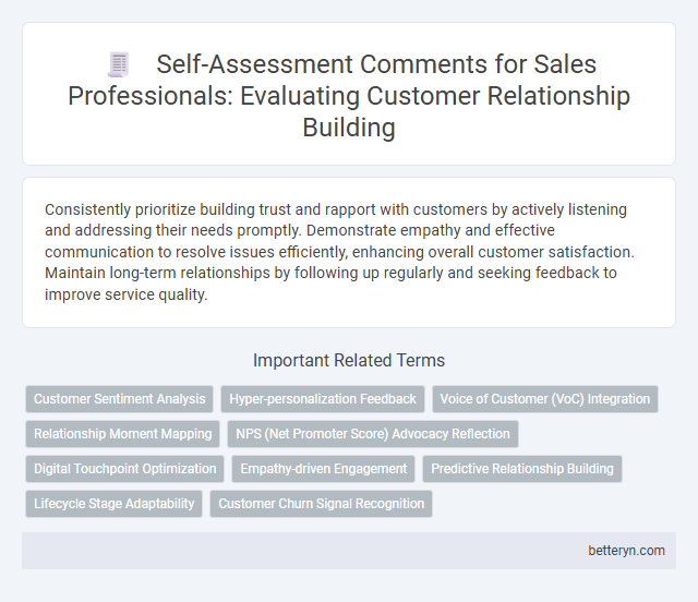 Self-Assessment Comments for Sales Professionals: Evaluating Customer Relationship Building