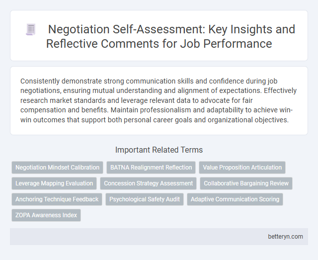 Negotiation Self-Assessment: Key Insights and Reflective Comments for Job Performance
