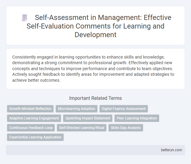 Self-Assessment in Management: Effective Self-Evaluation Comments for Learning and Development