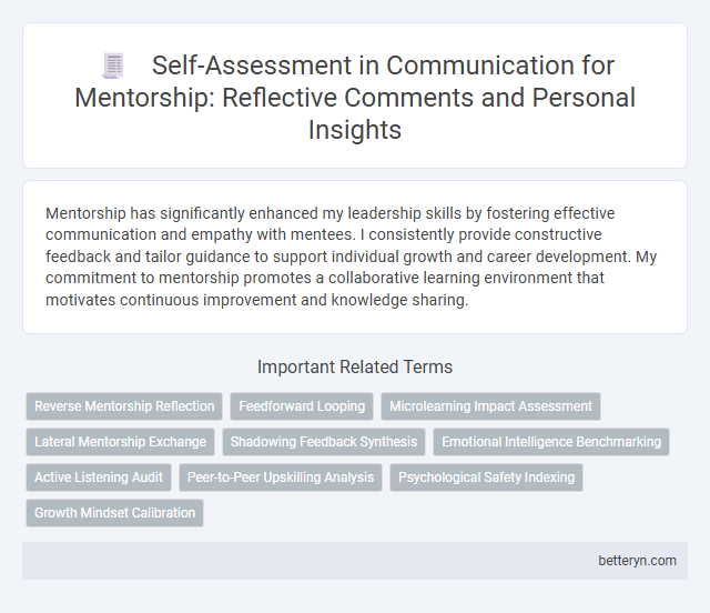 Self-Assessment in Communication for Mentorship: Reflective Comments and Personal Insights