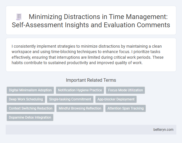 Minimizing Distractions in Time Management: Self-Assessment Insights and Evaluation Comments