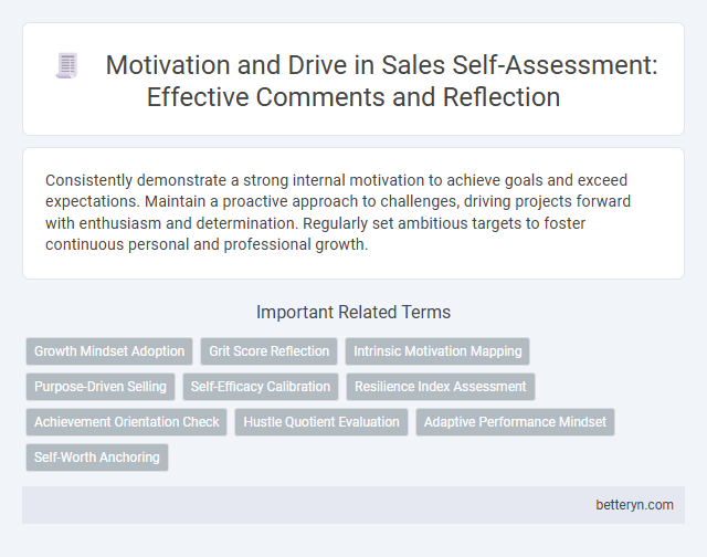 Motivation and Drive in Sales Self-Assessment: Effective Comments and Reflection