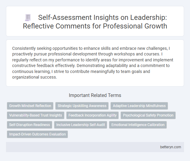 Self-Assessment Insights on Leadership: Reflective Comments for Professional Growth