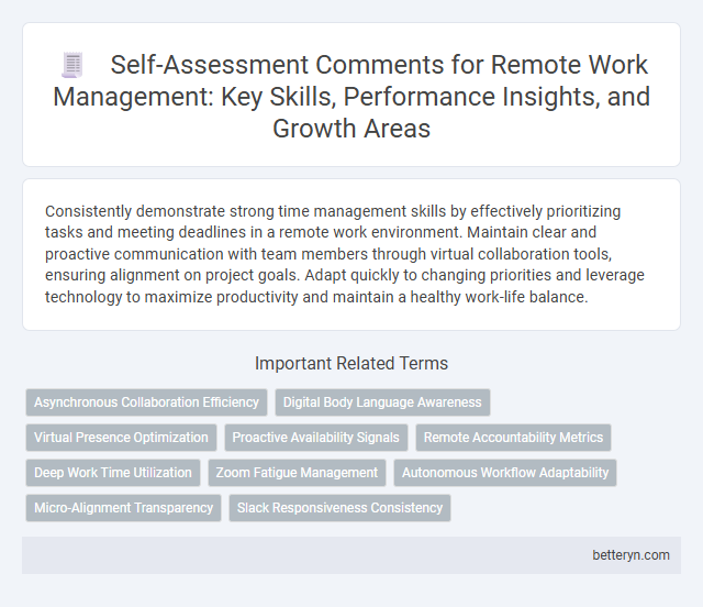 Self-Assessment Comments for Remote Work Management: Key Skills, Performance Insights, and Growth Areas