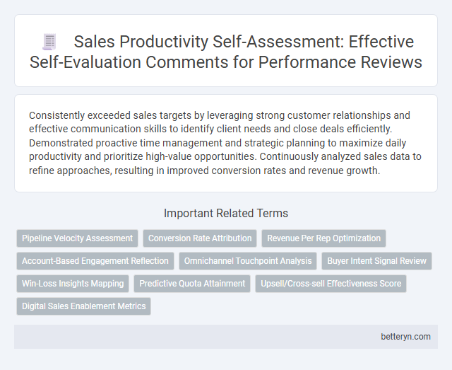 Sales Productivity Self-Assessment: Effective Self-Evaluation Comments for Performance Reviews