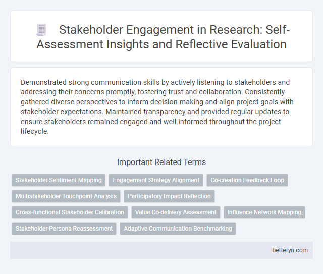Stakeholder Engagement in Research: Self-Assessment Insights and Reflective Evaluation