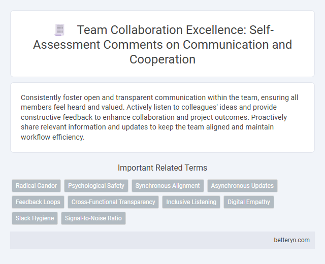 Team Collaboration Excellence: Self-Assessment Comments on Communication and Cooperation