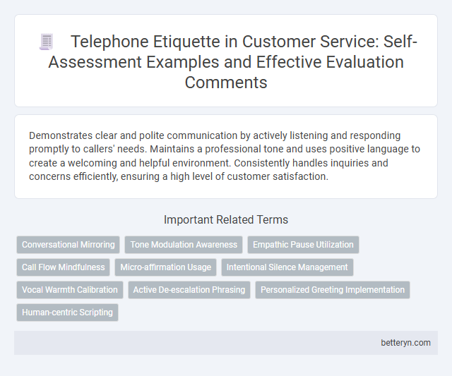 Telephone Etiquette in Customer Service: Self-Assessment Examples and Effective Evaluation Comments