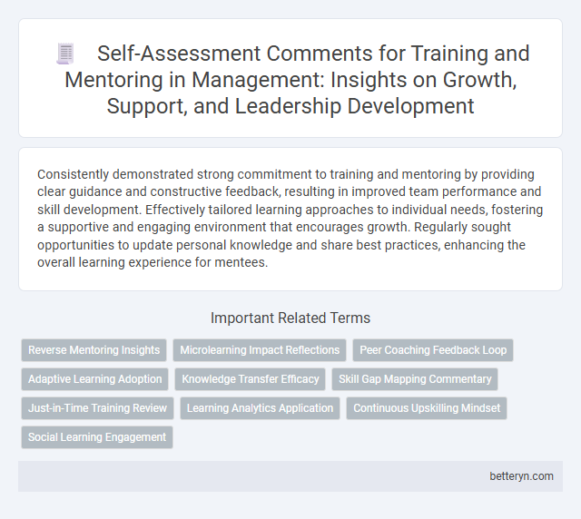 Self-Assessment Comments for Training and Mentoring in Management: Insights on Growth, Support, and Leadership Development