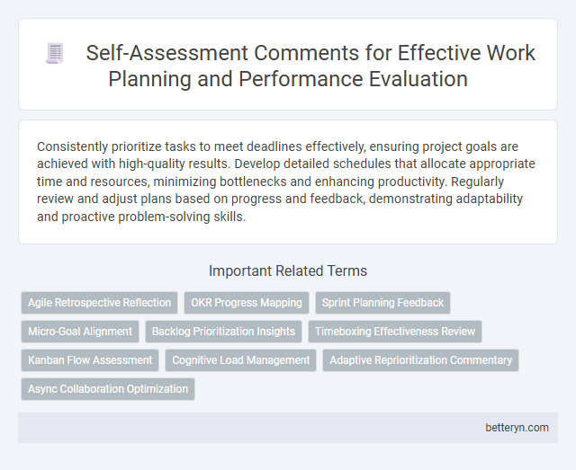 Self-Assessment Comments for Effective Work Planning and Performance Evaluation