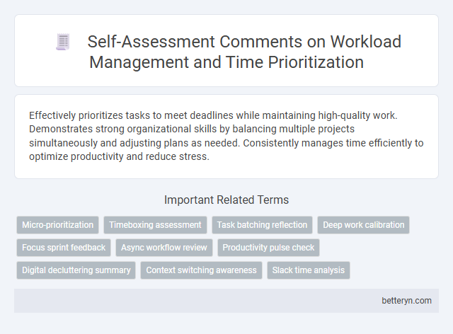 Self-Assessment Comments on Workload Management and Time Prioritization