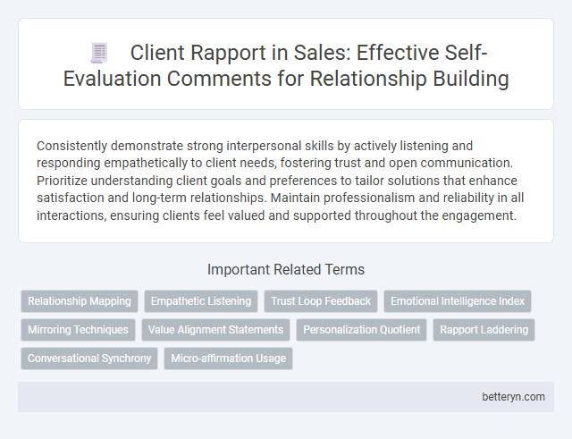 Client Rapport in Sales: Effective Self-Evaluation Comments for Relationship Building
