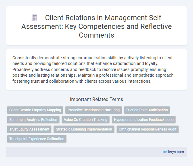 Client Relations in Management Self-Assessment: Key Competencies and Reflective Comments