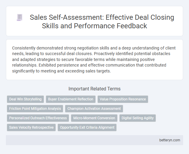 Sales Self-Assessment: Effective Deal Closing Skills and Performance Feedback