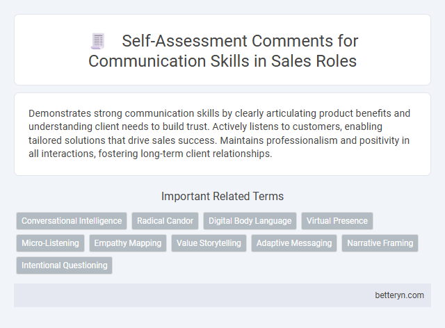 Self-Assessment Comments for Communication Skills in Sales Roles
