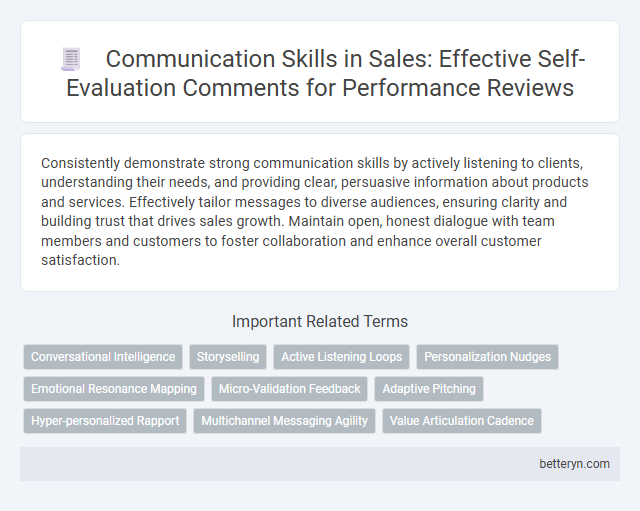 Communication Skills in Sales: Effective Self-Evaluation Comments for Performance Reviews