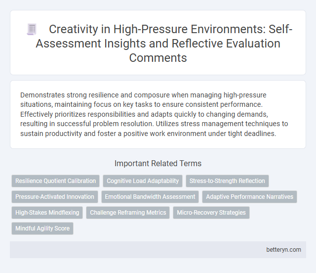 Creativity in High-Pressure Environments: Self-Assessment Insights and Reflective Evaluation Comments