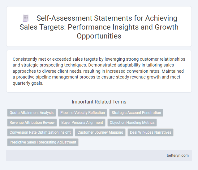 Self-Assessment Statements for Achieving Sales Targets: Performance Insights and Growth Opportunities