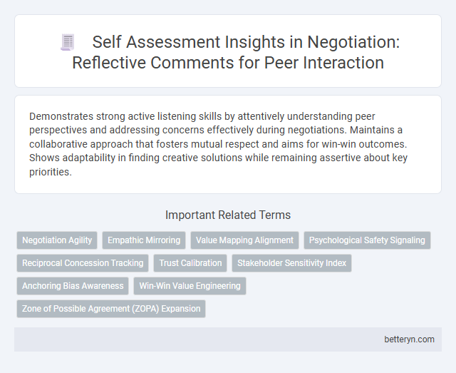 Self Assessment Insights in Negotiation: Reflective Comments for Peer Interaction