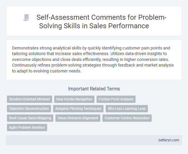 Self-Assessment Comments for Problem-Solving Skills in Sales Performance