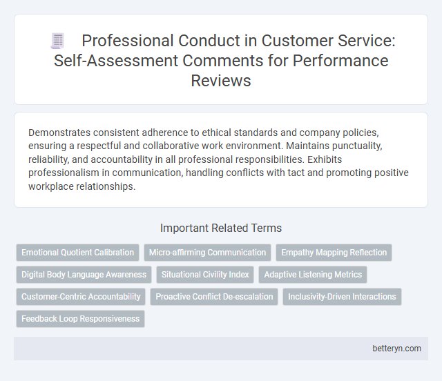 Professional Conduct in Customer Service: Self-Assessment Comments for Performance Reviews