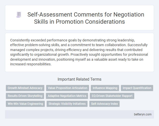 Self-Assessment Comments for Negotiation Skills in Promotion Considerations