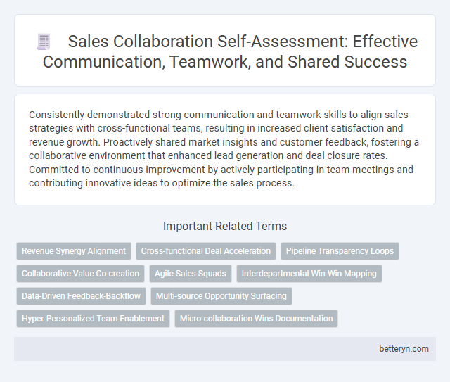 Sales Collaboration Self-Assessment: Effective Communication, Teamwork, and Shared Success
