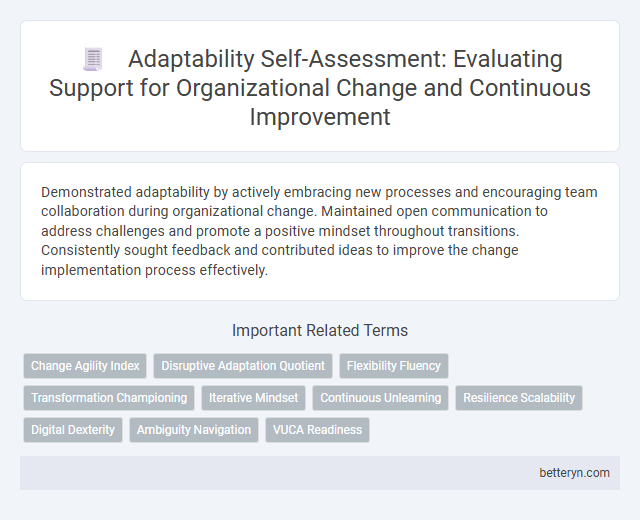 Adaptability Self-Assessment: Evaluating Support for Organizational Change and Continuous Improvement
