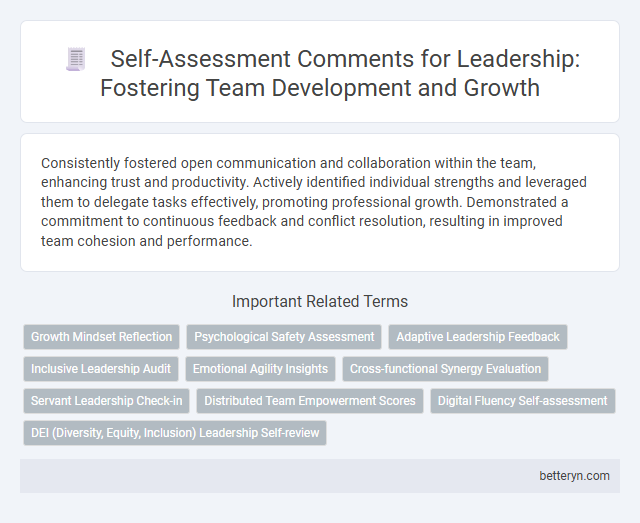 Self-Assessment Comments for Leadership: Fostering Team Development and Growth