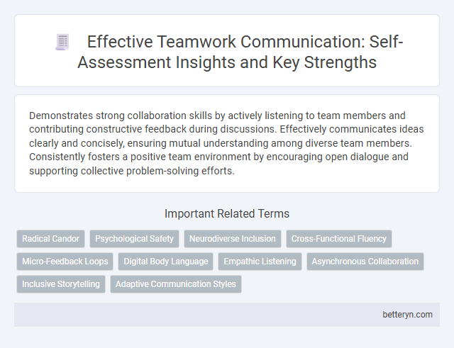 Effective Teamwork Communication: Self-Assessment Insights and Key Strengths