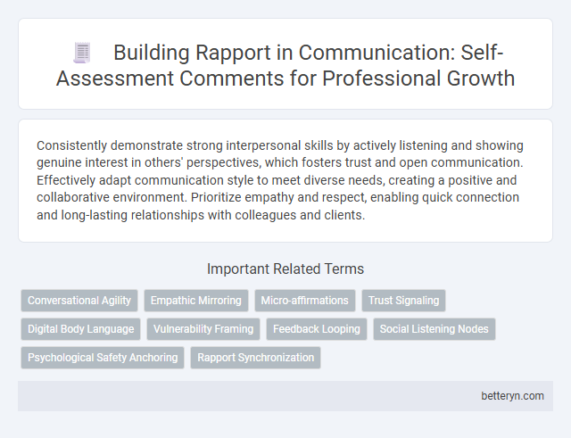Building Rapport in Communication: Self-Assessment Comments for Professional Growth