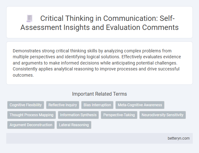 Critical Thinking in Communication: Self-Assessment Insights and Evaluation Comments