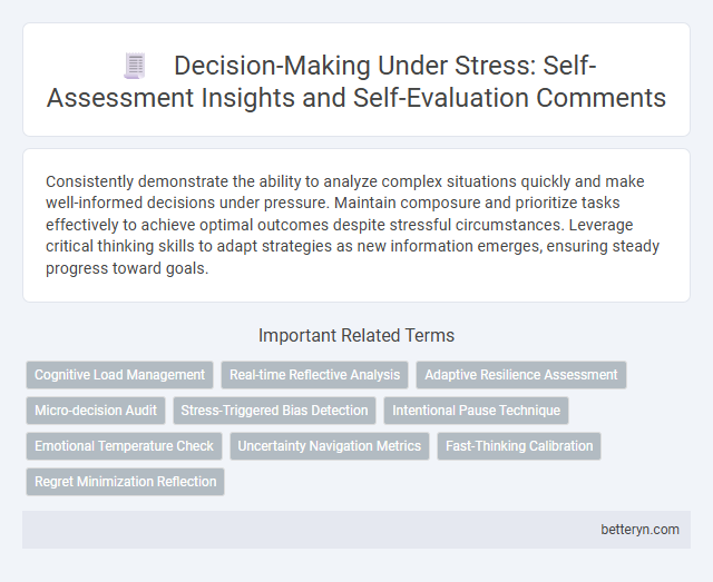 Decision-Making Under Stress: Self-Assessment Insights and Self-Evaluation Comments