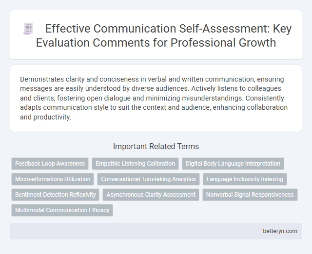 Effective Communication Self-Assessment: Key Evaluation Comments for Professional Growth